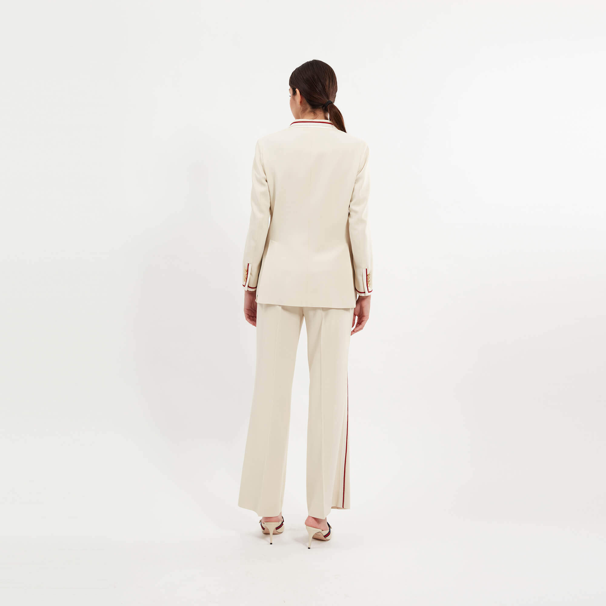 Gucci - Creme Viscose White Trim Suit